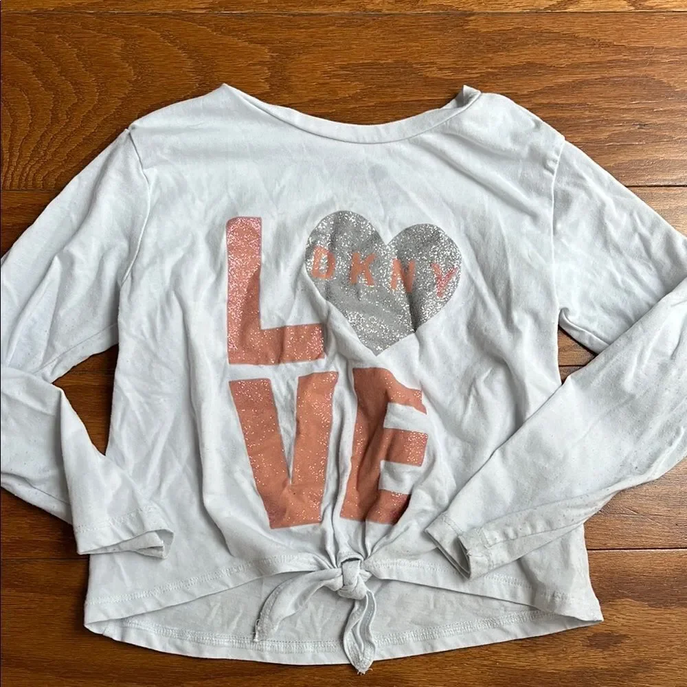 DKNY White Long Sleeve Love Top